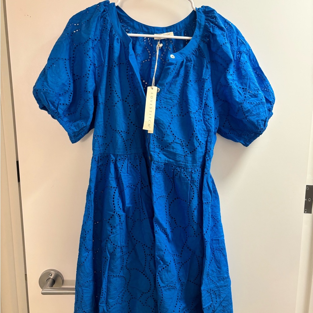 Lovestitch Vibrant Blue Eyelet Top